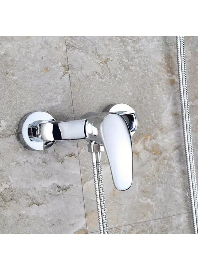Alloy Dual Mixer Tap For Shower And Basin Hot Cold Water Ceramic Cartridge Anti Scald Silvery - Image 1